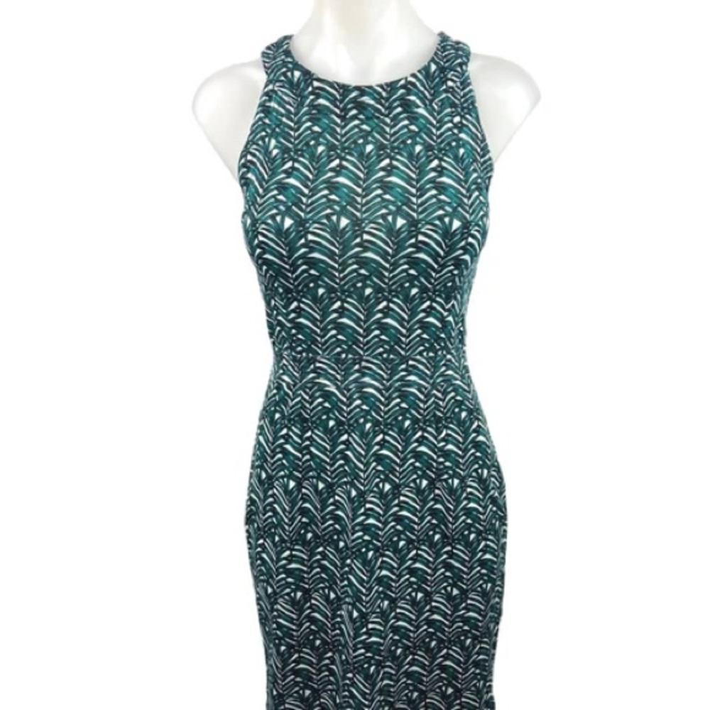 H&M Palm Leaf Print Sleeveless Bodycon Dress